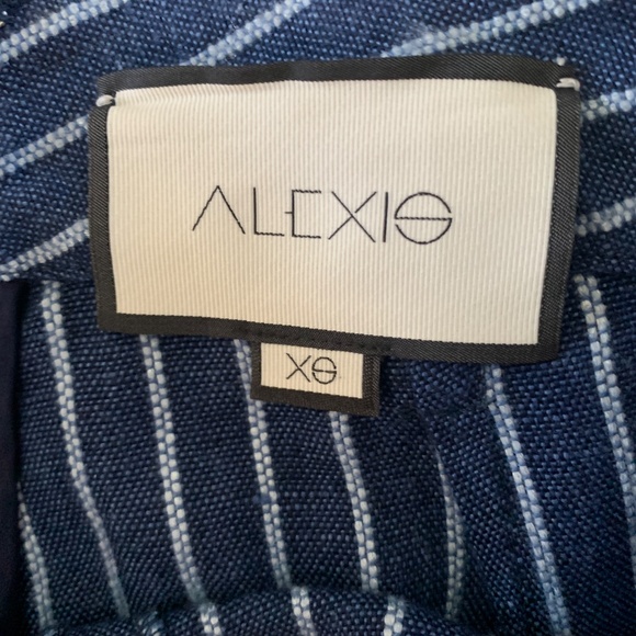 Alexis Cade Navy White Stripe Linen Wide Leg High Rise Pants XS - Picture 5 of 5